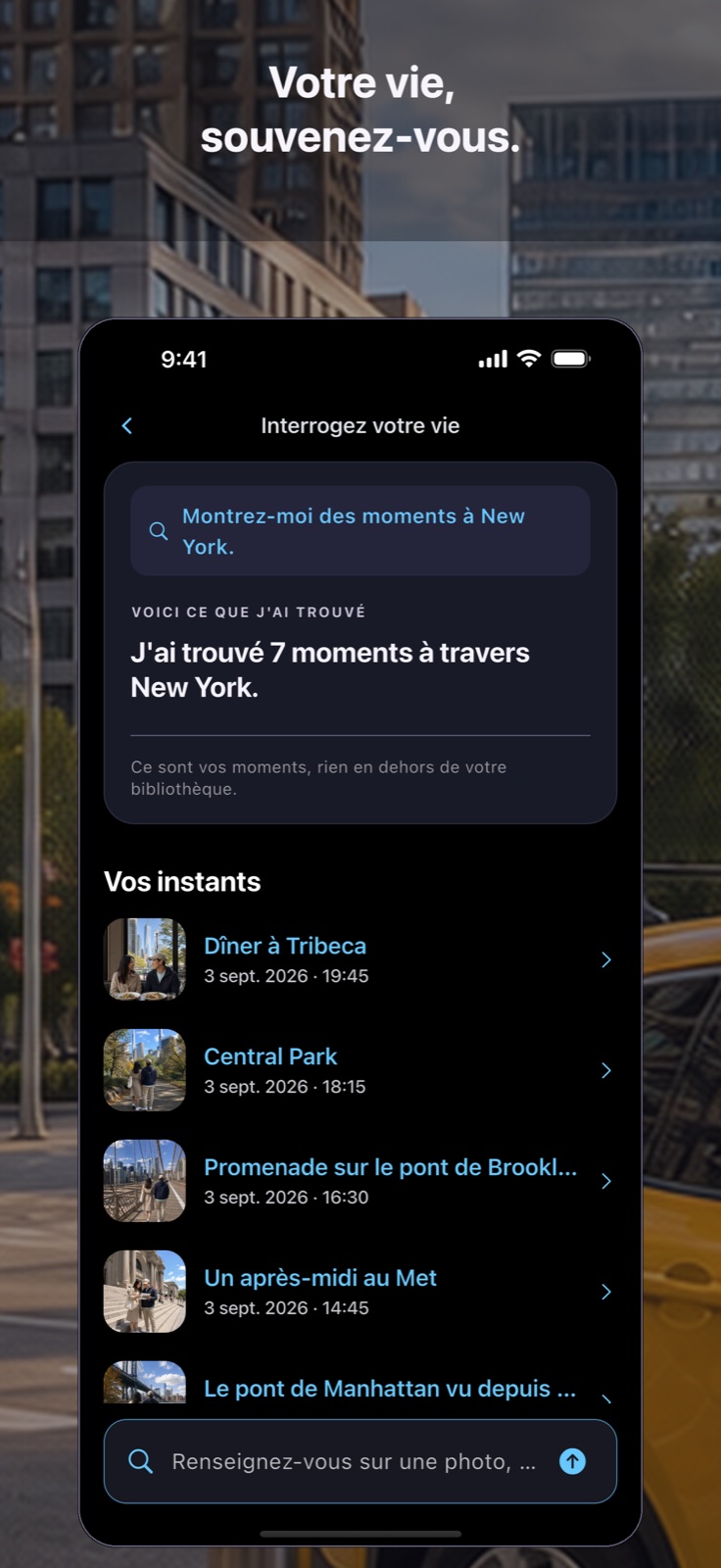 Vignetra Ask screen shown in French